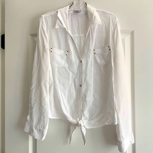 Cache sheer white blouse